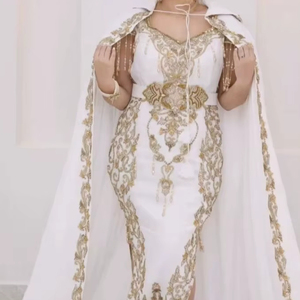 VESTIDO KARAKOU DE DISEÑADOR deslumbrante CON VELO CON cuentas de cristal pesadas adornadas, piedra, trabajo Dabka PARA boda = 2024 - Product Image 1