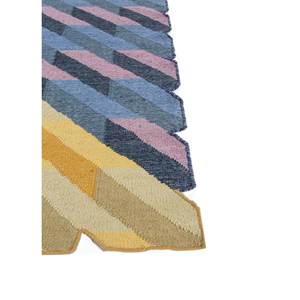 พรมลายเรขาคณิตสีแดงและสีส้ม ทอแบบแบน ทำจากขนสัตว์และใยวิสโคส รุ่น Adwv-13086 สำหรับใช้ในบ้าน - Product Image 4