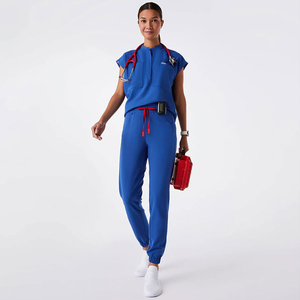 Besex Set scrub seragam kustom biru <span class=keywords><strong>Royal</strong></span> grosir scrub bedah peregangan untuk pria dan wanita pemasok produsen - Product Image 1