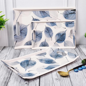 Bandeja de vajilla para servir comida, pegatina de madera, bandeja de mesa impresa, plato de Color personalizado al por mayor, bandeja Rectangular de madera - Product Image 4