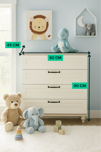 Commode de rangement moderne Arion Kids Pera avec corps large en MDF et pieds en bois, design de meubles élégant - Product Image 2