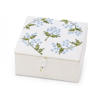 Fantaisie Blanc Tissu Enveloppé Collier Boîte À Bijoux Emballage De Luxe Perlé Brodé Bijoux Stockage par glowin fashion
