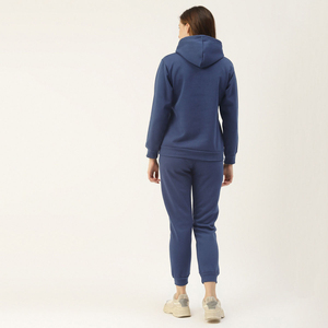 Conjunto Deportivo con Capucha para Mujer, Color Sólido, Algodón, Informal, para Otoño, Manga Larga, Cintura Elástica, Bolsillos Laterales, Pantalones hasta el Tobillo - Product Image 2