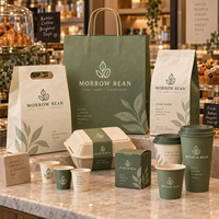 Ensemble d'emballages personnalisés pour café AT PACK avec sacs en papier, gobelets à café, boîtes alimentaires et sacs à café, fournitures de café en gros