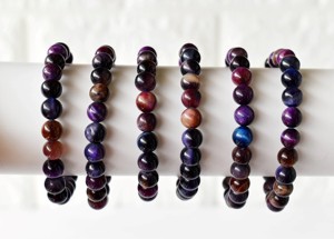 Latest Trending Tiger Cat’s Eye Violet 8mm Round <b>Beaded</b> <b>Bracelet</b> Hand Polished Natural Gemstone For Meditation Jewelry Fashion - Product Image 3