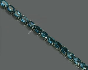 Pulsera de Topacio Azul Londres Natural, Plata de Ley 925 Chapada en Oro, Diseño Clásico, Joyería para Mujer, Regalo para Fiesta, 17 Gramos - Product Image 1