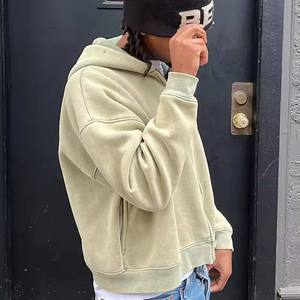 Logo personnalisé recadrée Boxy Vintage lavage fermeture éclair à capuche coton Hoddie détresse Vintage fermeture éclair pierre acide soleil délavé à capuche hommes - Product Image 3