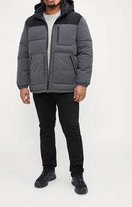 Veste matelassée légère décontractée pour homme, manteau d'hiver, coupe-vent, capuche, logo avant, motif uni, enduit - Product Image 2