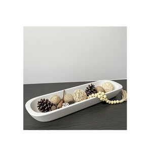 <b>Wood</b> Dough <b>Bowls</b> Rustic Decorative Tray Hand Carved <b>Large</b> Dough <b>Bowl</b> Candle Long piece with white color <b>Wood</b> <b>Bowl</b> for Decor - Product Image 1