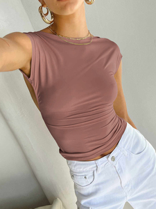 Crew Neck t Shirts Cotton Made Women Cropped Plain Blank <b>Crop</b> <b>Top</b> t Shirt Short Sleeve Solid Color Dyed <b>Crop</b> <b>Top</b> t Shirts - Product Image 3