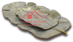 ของตกแต่งโต๊ะชามผลไม้สำหรับตกแต่งบ้านโรงแรมและร้านอาหารจานผลไม้ดีไซน์แบบใบไม้สีทองสุดหรู - Product Image 2