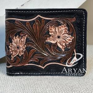 2025 Nueva billetera de diseño de lujo para hombre, cuero mecanizado a mano, superventas, diseño abierto, cuero genuino, bolsillo con cremallera, billetera plegable - Product Image 1