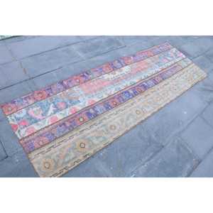 Tapis turc vintage, tapis de 2,5 x 7,6 pieds, tapis en laine orientale bleu - Product Image 3