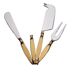 Juego de herramientas de corte con mango de pluma más popular, cuchillos personalizados plateados y dorados de acero inoxidable y cuchillo para servidor de queso y pastel, Juego de 4 - Product Image 6