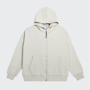 Sudadera con capucha de felpa francesa de algodón pesado con logotipo personalizado, ropa de calle en blanco con bordado unisex, sudadera con cremallera completa - Product Image 2