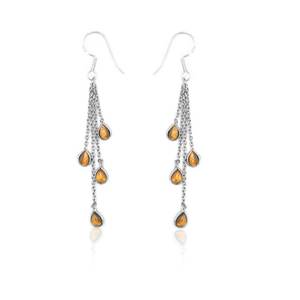 Boucles d'oreilles en argent sterling 925 faites à la main en forme d'oeil de tigre Style vintage bijoux en pierres précieuses modèle cadeau pour femmes E0492-GS - Product Image 2