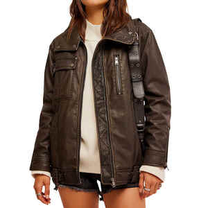 Leather <b>Jacket</b> Crop Women Ladies Fancy Handmade <b>Long</b> Sleeve Best Quality Women Studded Fashion <b>Jacket</b> 2026 - Product Image 1
