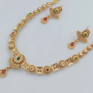 Joyería de templo indio del sur de cobre, joyería de boda Simple antigua tradicional, conjunto de joyería chapada en oro pesado para mujer - Product Image 1