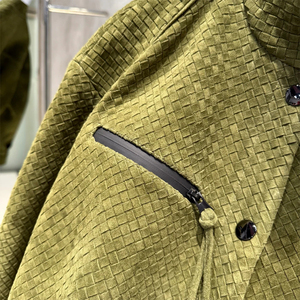Chaqueta de Cuero Bomber 2025, Chaqueta de Cuero Genuino Natural para Mujer, Chaquetas de Cuero Tejido - Product Image 5