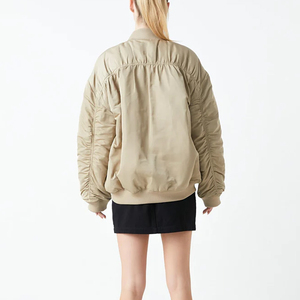 Chaqueta de bombardero de satén para mujer con bordado personalizado, producto de tendencia superior, chaquetas de satén ligeras para mujer para adultos - Product Image 2