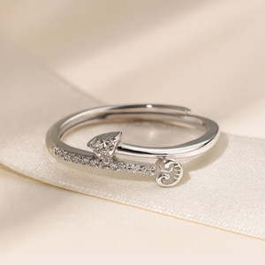 Zarkan Cute Love Arrow <b>Ring</b> Geometric Topaz Silver Rhodium Plating Platinum for Everyday Wear <b>Couples</b> Rhodium Paved Zircon - Product Image 1