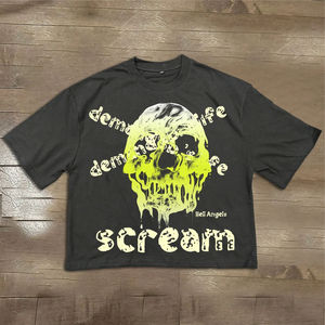 T-shirt court lavé personnalisé pour homme Boxy Fit sérigraphie courte et surdimensionnée T-shirts Boxy personnalisables pour homme - Product Image 1