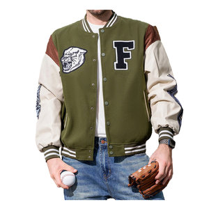 Chaqueta de béisbol con grafiti de cuero genuino de invierno para hombre con estilo, chaqueta de estilo universitario de chenilla bordada personalizada para hombre - Product Image 4