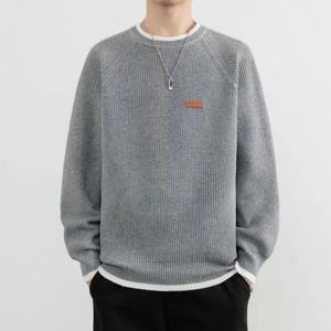 Pull en coton 100% tricoté pour l'hiver, anti-boulochage, logo sur le devant, couleur personnalisable, personnalisable, col rond pour homme - Product Image 6