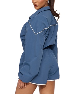 Conjuntos de pantalones cortos cortavientos de poliéster de nailon para mujer, chaquetas cortas impermeables de alta calidad, conjunto de pantalones cortos cortavientos de montaña para mujer - Product Image 4