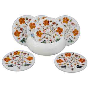 Juego de Posavasos de Mármol Cornalina de 4.5 Pulgadas, Posavasos Decorativos para Café y Té, Regalo para Decoración del Hogar - Product Image 2