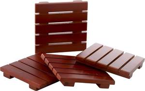 Posavasos de Madera de Sheesham de 5 Listones (Juego de 4), Posavasos de Madera Marrón para Bebidas - Product Image 3
