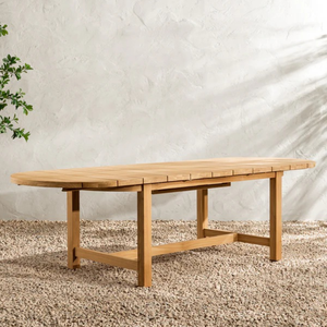 Mesa de comedor ovalada de teca maciza de diseño moderno y elegante con tapa de listones para el hogar, Hotel, Villa, parque, muebles de comedor - Product Image 2