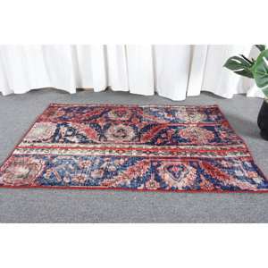 Alfombra Kilim clásica roja y azul de 2x3,2 pies, área grande de lana turca, tejido de retazos ecológico, respaldo de látex, comedor a rayas - Product Image 3