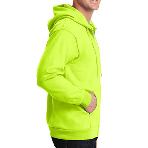 <b>Zipper</b> Heavy Weight <b>Mens</b> Essential Fleece Full Zip Hooded Sweatshirt <b>Hoodie</b> Safety Green Plained Sweats Hoody - Product Image 3