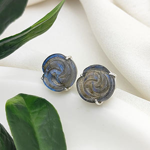 ชุดง่ามพลอยแกะสลักกุหลาบต่างหูสตั๊ดขายส่งและซัพพลายเออร์ - Product Image 4