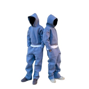 Survêtements en coton 100% de haute qualité, matière résistante, poids lourd, uni, ample, surdimensionné, 500 g/m², pour hommes - Product Image 2