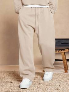Warm <b>Beige</b> Sweatpants <b>men's</b> pants washed Heavyweight Fleece <b>Joggers</b> Oversized Straight Leg Drawstring Waist Bulk Order Trousers - Product Image 4