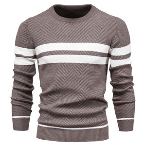 Suéter informal a rayas al por mayor para hombre 2025 último diseño para hombre Otoño Invierno grueso cálido moda suéter de punto de alta calidad - Product Image 3