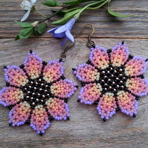 Boho <b>bead</b> earrings with <b>turquoise</b> design andy cascading fringe, unique jewelry gift - Product Image 1