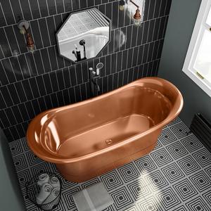 Bañeras de cobre antiguas hechas a mano con un impresionante acabado de pátina perfecto para sofisticados estilos de baño vintage - Product Image 2