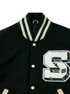 Chaqueta en blanco de fabricante al por mayor con logotipo personalizado, chaqueta universitaria de béisbol para hombre, abrigo informal de lana con mangas de cuero - Product Image 6