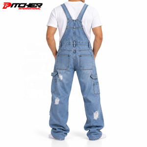 Salopette en jean personnalisée pour charpentier, en denim délavé avec passant pour marteau, pour marques de streetwear, fourniture en marque blanche - Product Image 3