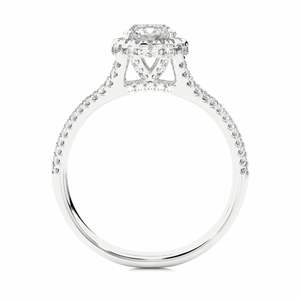 Bague de fiançailles en diamant halo à tige fendue de coupe ronde pour femmes - Product Image 4