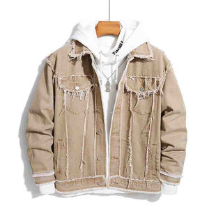 OEM Men's Cotton Denim Jacket for men Oversized for Raw Distressed Jean with Ripped Flap Pocket Customizable Design Options - Product Image 1