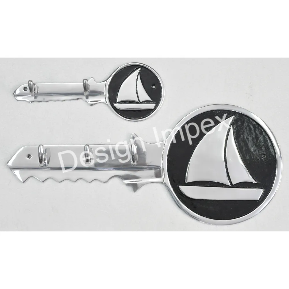 Cast Aluminium Yacht Hooks Set Decorative Metal Nautical Style Key Shape Keys Holder Hooks set Of Two Pieces Good quality