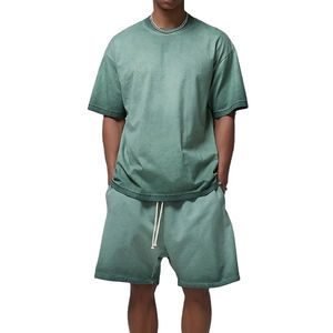 Conjunto de Camiseta y Pantalones Cortos de Felpa 100% Algodón con Logotipo Personalizado, Color Sólido, Estilo Casual para Hombre - Product Image 5