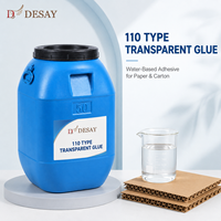 Colle transparente à base d'eau 110, colle à base d'alcool polyvinylique, colle pour montage de papier, colle PVA pour machine à coller les boîtes semi-automatique