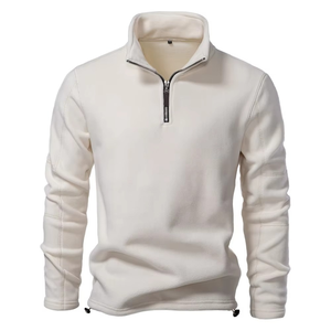 Vente chaude hommes personnalisé hiver solide demi-fermeture éclair à manches longues sweat-shirt col montant transfrontalier à la mode polaire tissu - Product Image 1