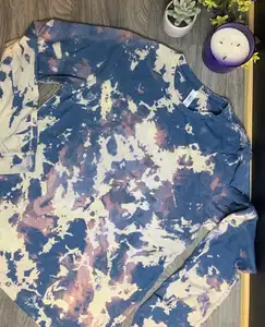 Custom Acid Wash & Tie Dye Camisas desgastadas-Opciones de bordado con diseños únicos de media manga Unisex Tee Puff Logo