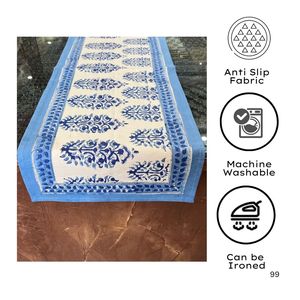 Premium Indian Hand Block Print Cotton <b>Table</b> <b>Cover</b> Boho Chic Teal Pink Eco-Friendly Elegant Home Decorative Hand Printed <b>Table</b> - Product Image 4